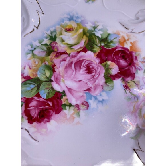 Vintage Gold Etched Rose Handled Celery Dish Plate Bowl Serving Platter -Germany - Picture 9 of 14